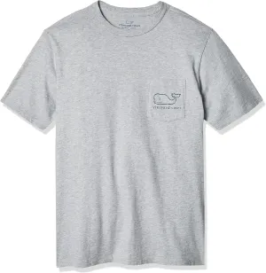 vineyard vines Men's Short Sleeve Vintage Whale Pocket T-Shirt, Heather Gray, X-Large