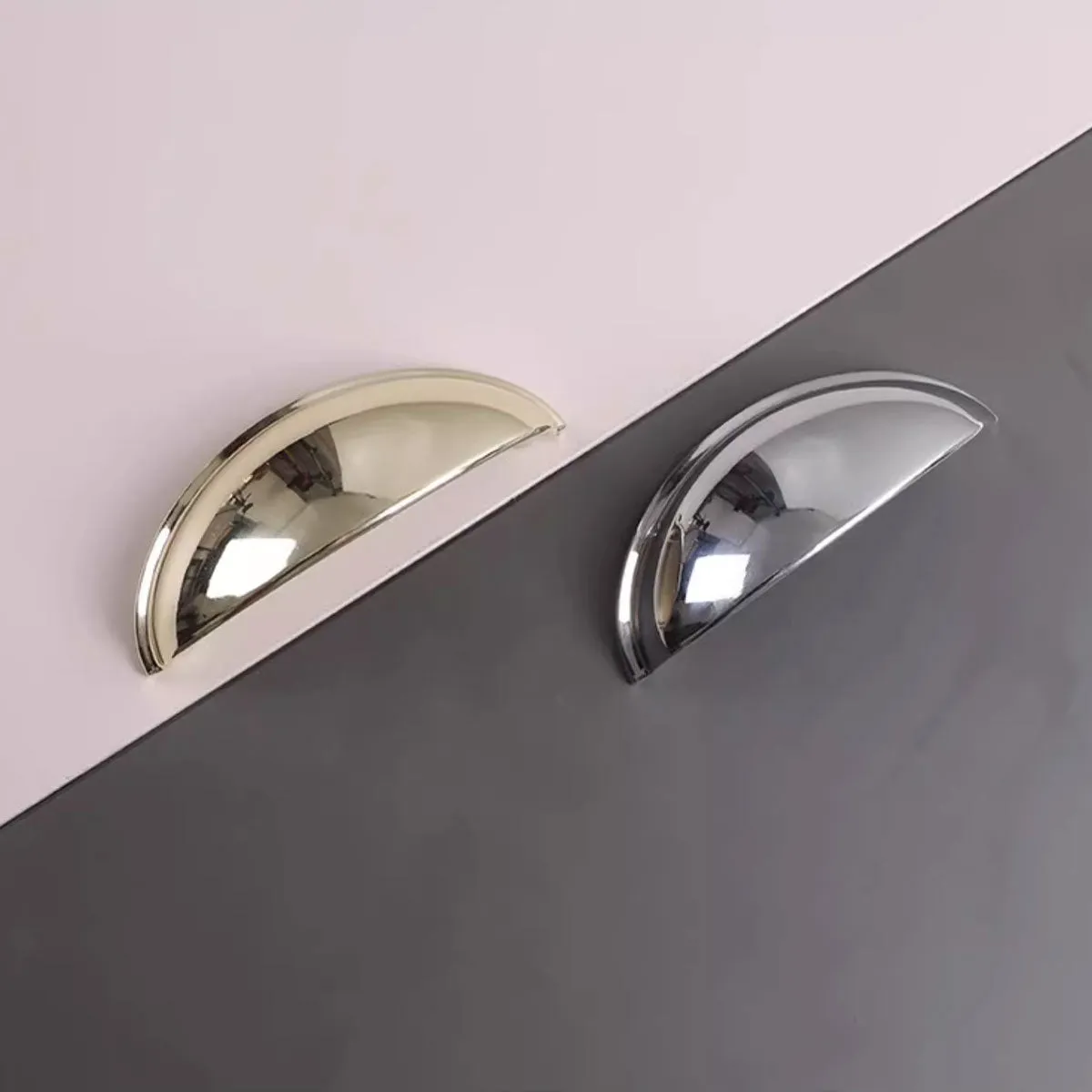Vintage Copper Cabinet Cup Pull Handles – Half-Moon Finger Pull Design Black