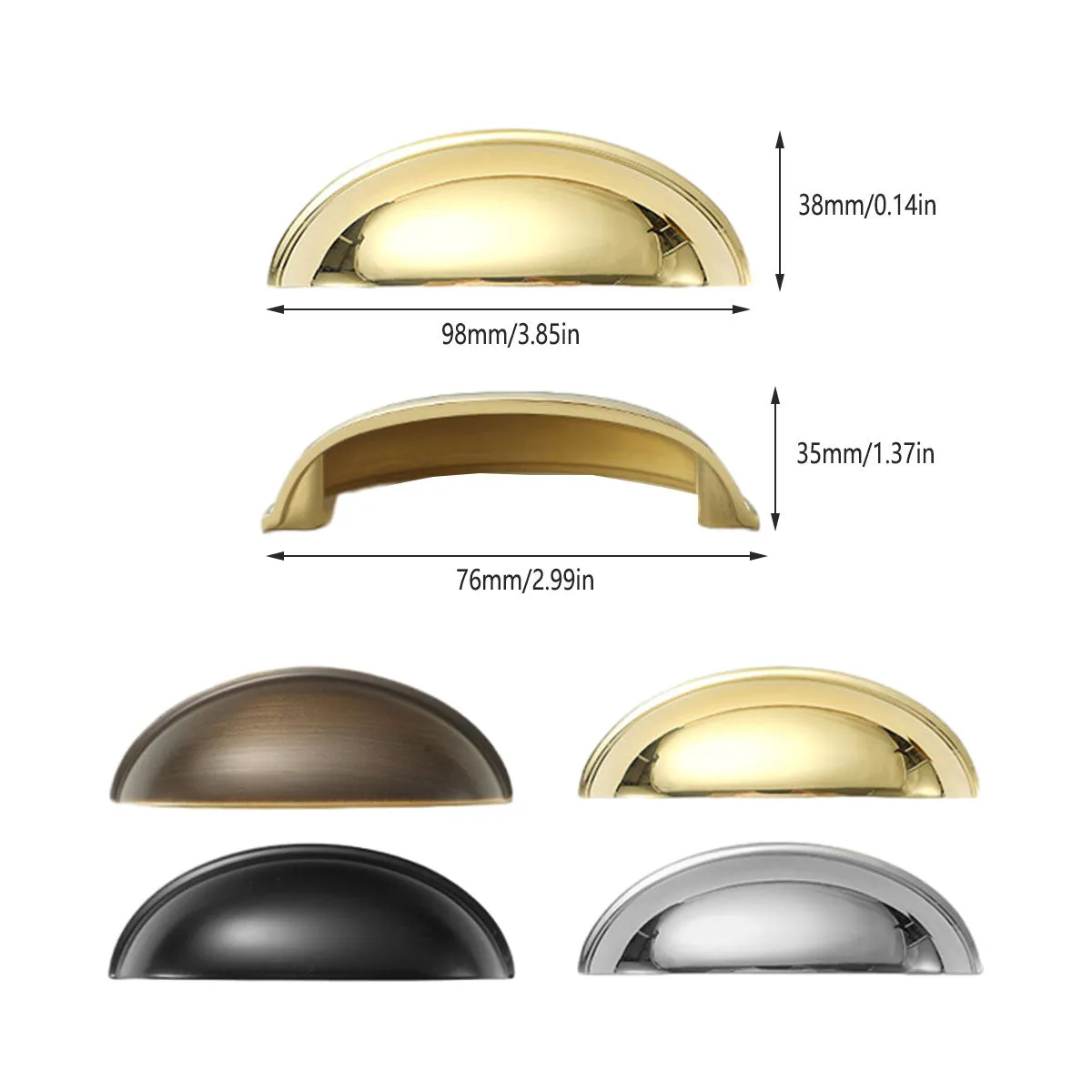 Vintage Copper Cabinet Cup Pull Handles – Half-Moon Finger Pull Design Black