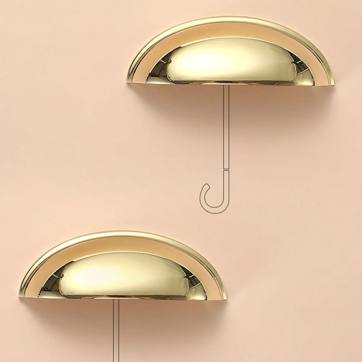 Vintage Copper Cabinet Cup Pull Handles – Half-Moon Finger Pull Design Black
