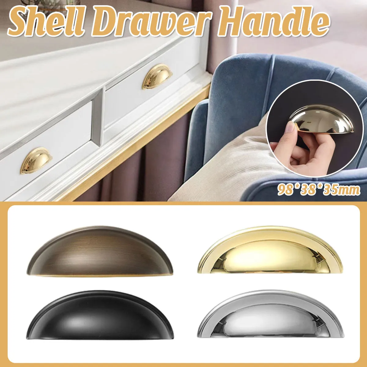 Vintage Copper Cabinet Cup Pull Handles – Half-Moon Finger Pull Design Black