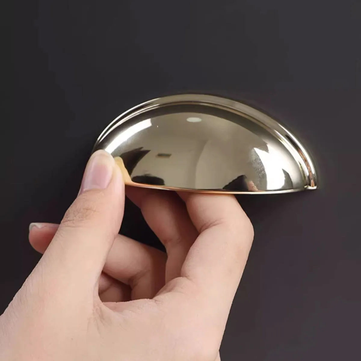 Vintage Copper Cabinet Cup Pull Handles – Half-Moon Finger Pull Design Black