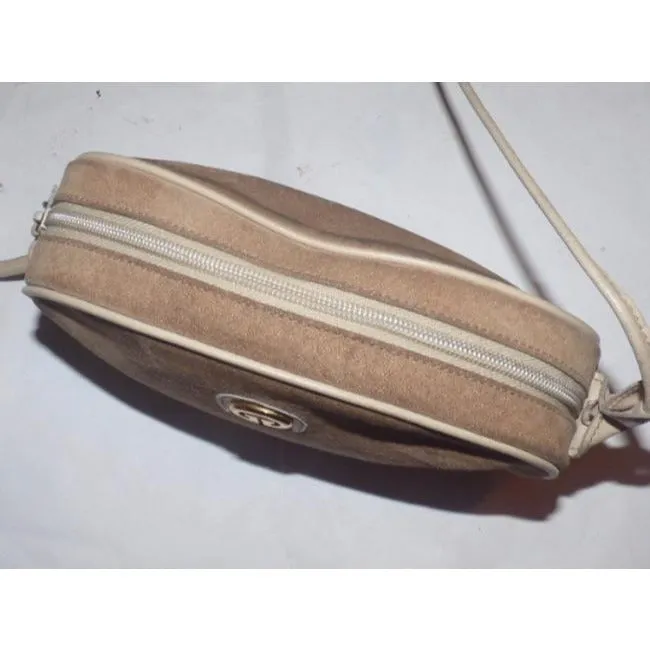 Vintage Excellent reviews Cross Bag Purses Gucci Vast range Beige Suede Body
