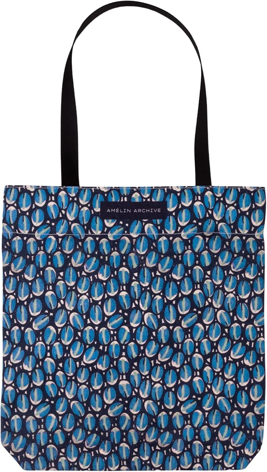 Vintage Inspired Double-Sided Canvas Tote Bag for Women, Canvas Book Tote with Pocket and Nylon Handles