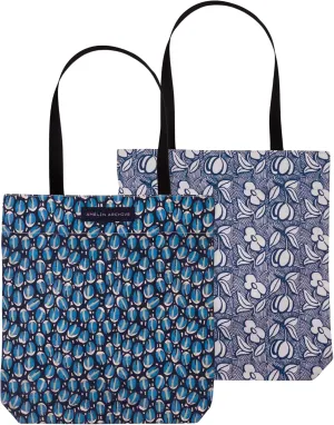 Vintage Inspired Double-Sided Canvas Tote Bag for Women, Canvas Book Tote with Pocket and Nylon Handles