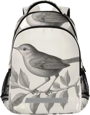 Vintage Warbler Bird Backpack for Boys Girls Kids Elementary Bookbag School Bag Students Daypack Travel Rucksack
