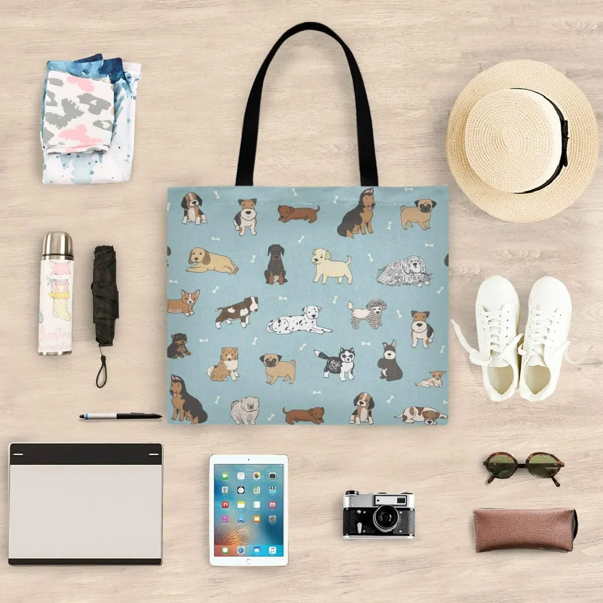 Visesunny Floral Beach Tote Stylish Travel Shopping Duty Bag with Long Handles
