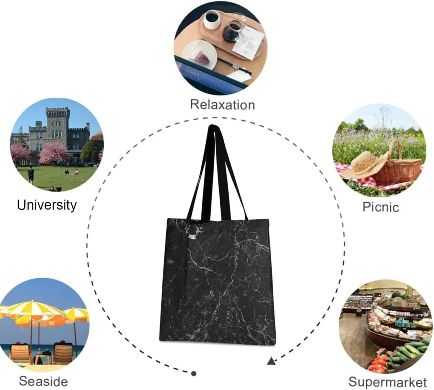 Visesunny Floral Beach Tote Stylish Travel Shopping Duty Bag with Long Handles