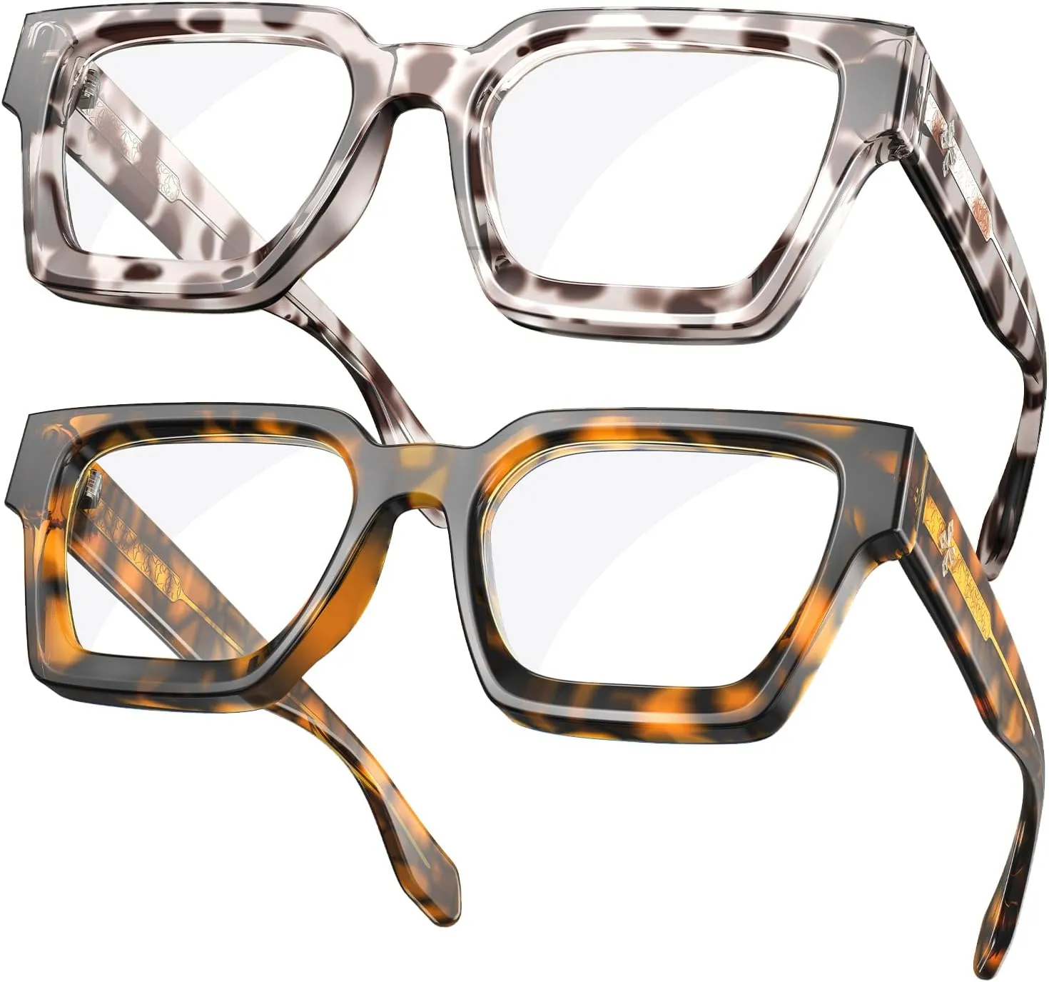 VISOONE 2 Pack Blue Light Blocking Glasses Rectangle Frame and Chic Preppy Look for Women Men RIVER