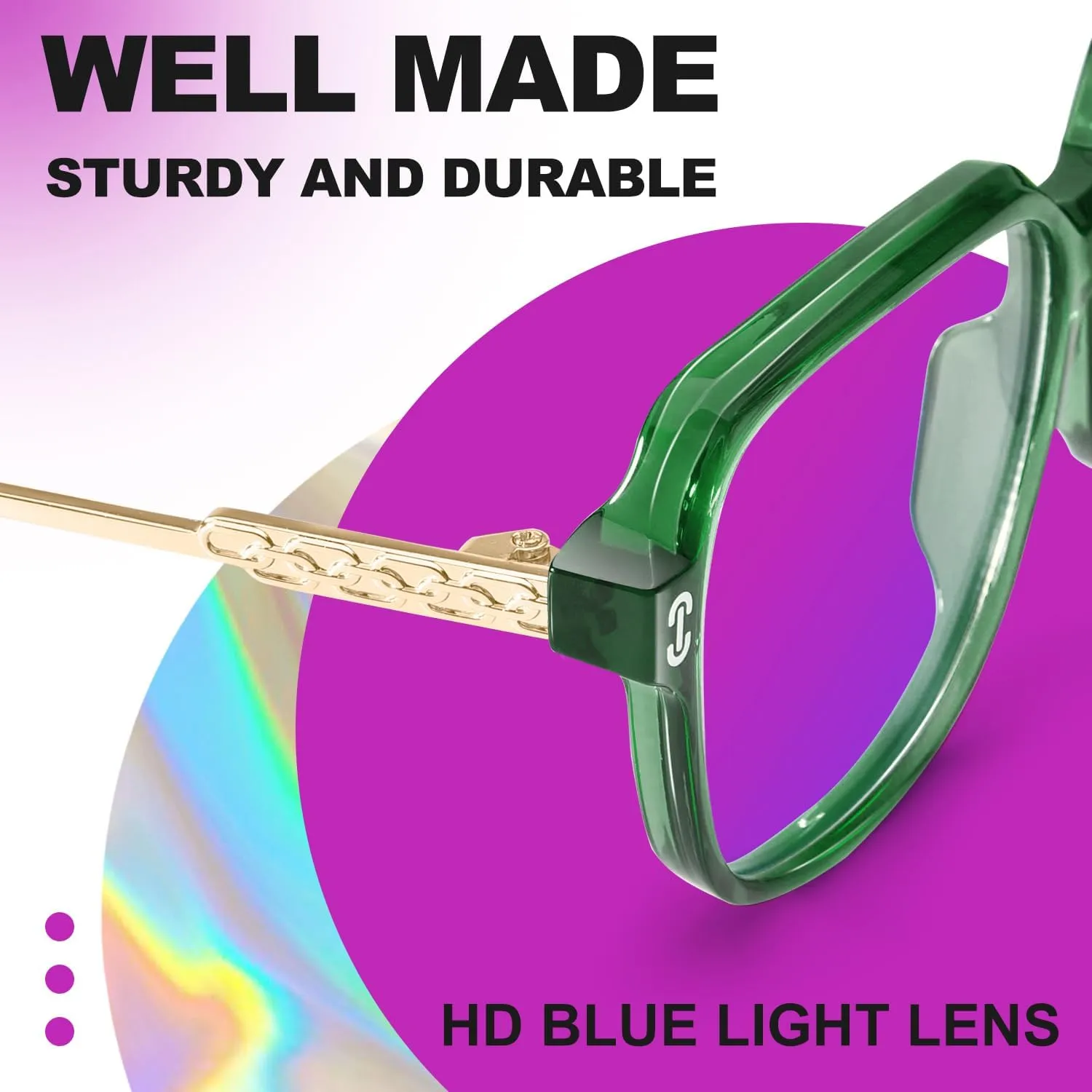 VISOONE 2 Pack Oversized Blue Light Blocking Glasses with Chic Square TR90 Frame and Metal Temple for Women Men REMY