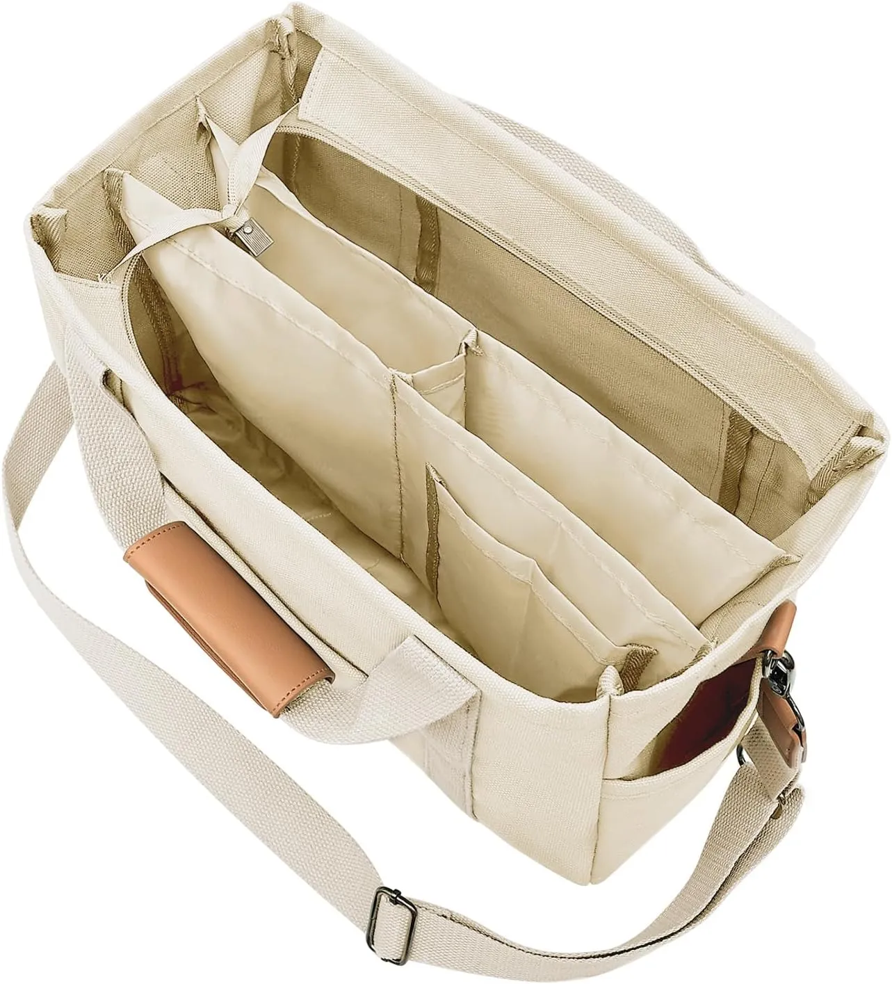 VIWIME Canvas Tote Bag for Women With Pockets, Cute Crossbody Shoulder Purses Mommy Handbag for Work Travel