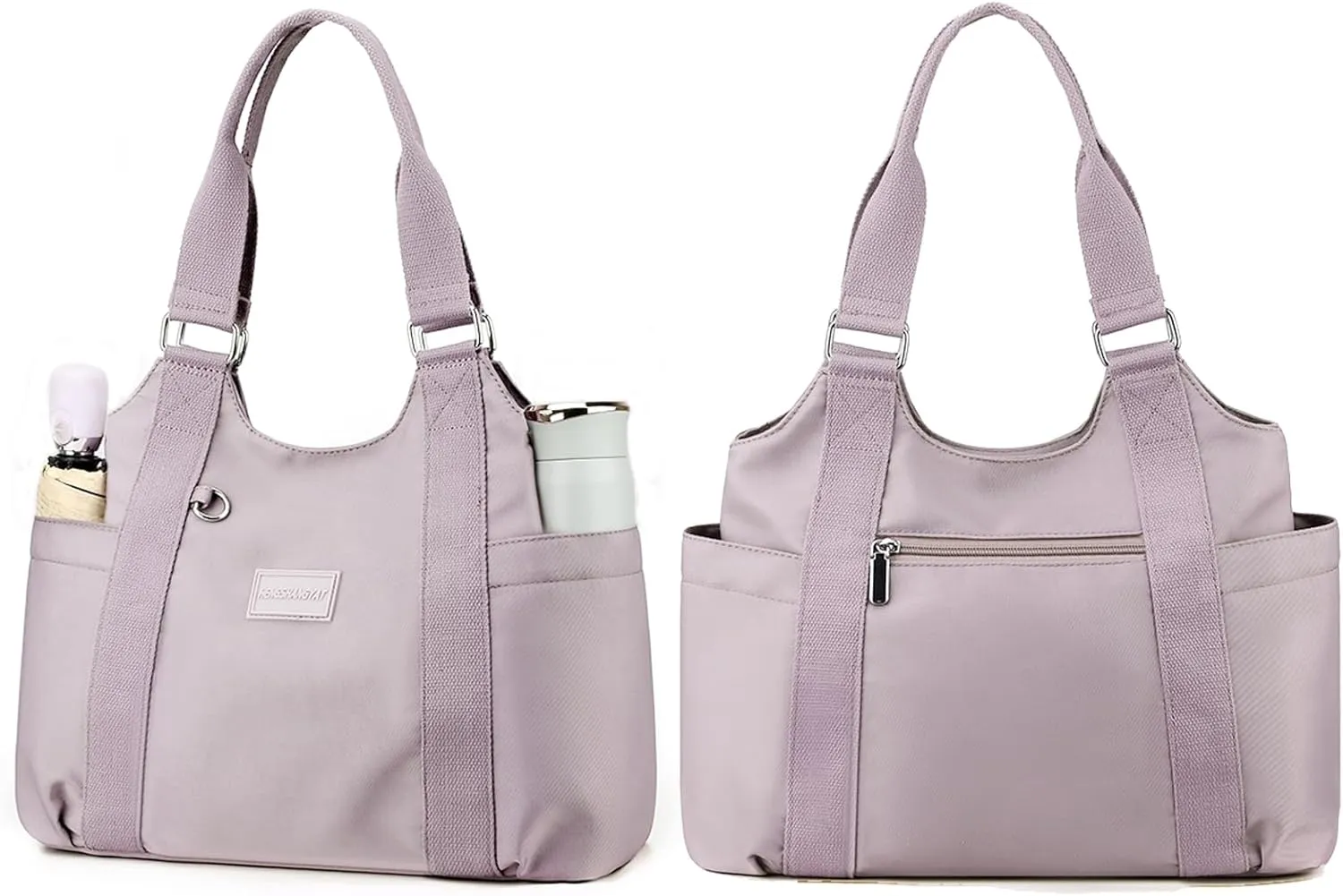 VODIU Nylon Tote Bag for Women Work Shoulder Handbags with Pockets, Everyday Purses for Women Waterproof Hand-bag with Zipper