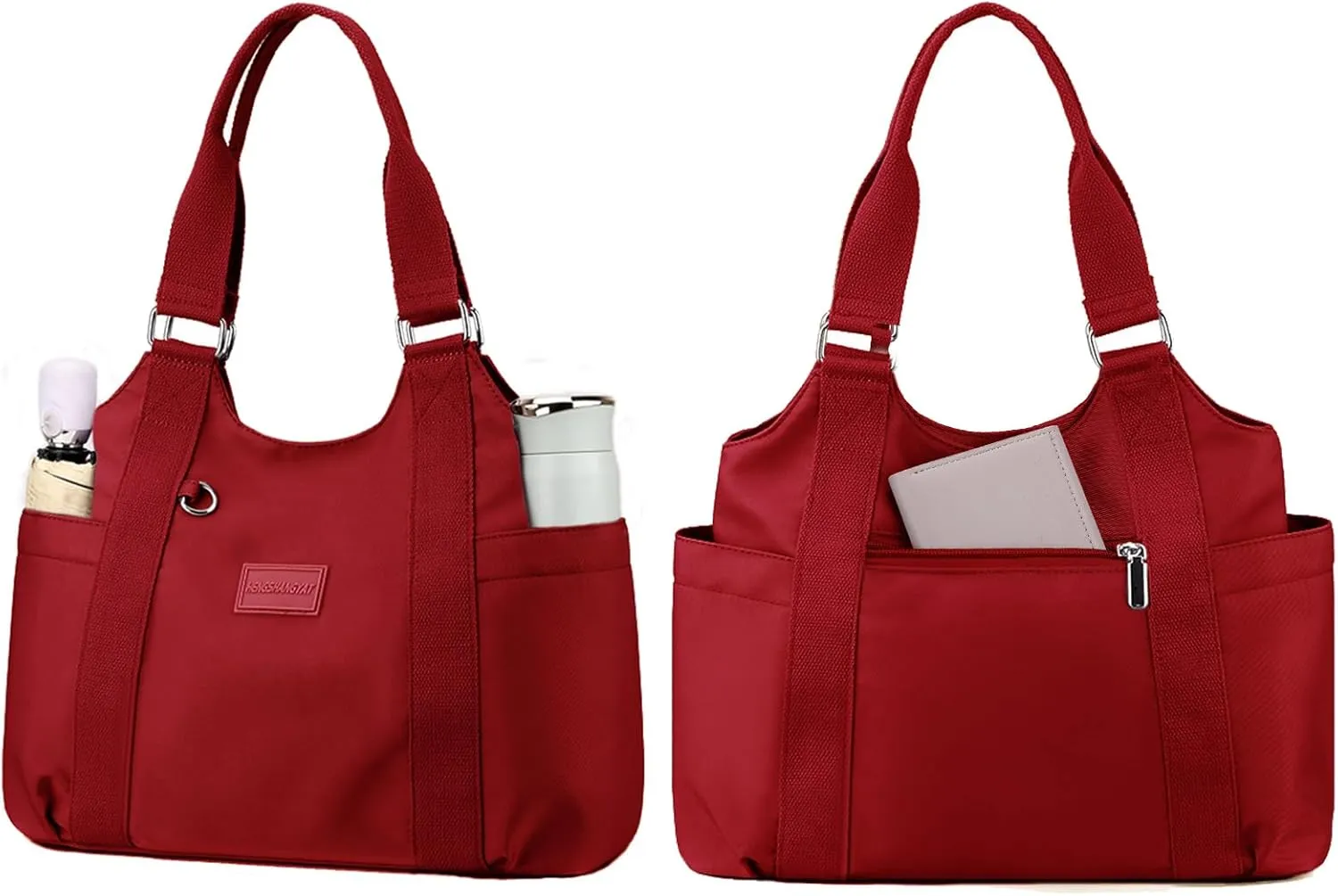 VODIU Nylon Tote Bag for Women Work Shoulder Handbags with Pockets, Everyday Purses for Women Waterproof Hand-bag with Zipper