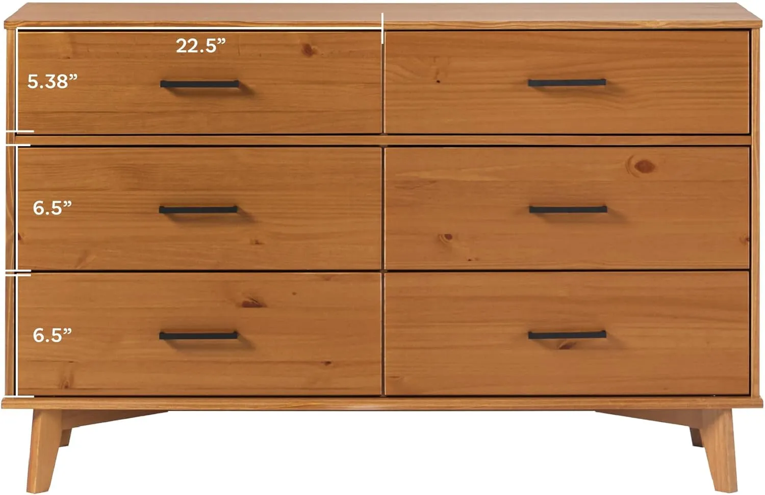 Walker Edison 6-Drawer Modern Solid Wood Dresser with Metal Handles