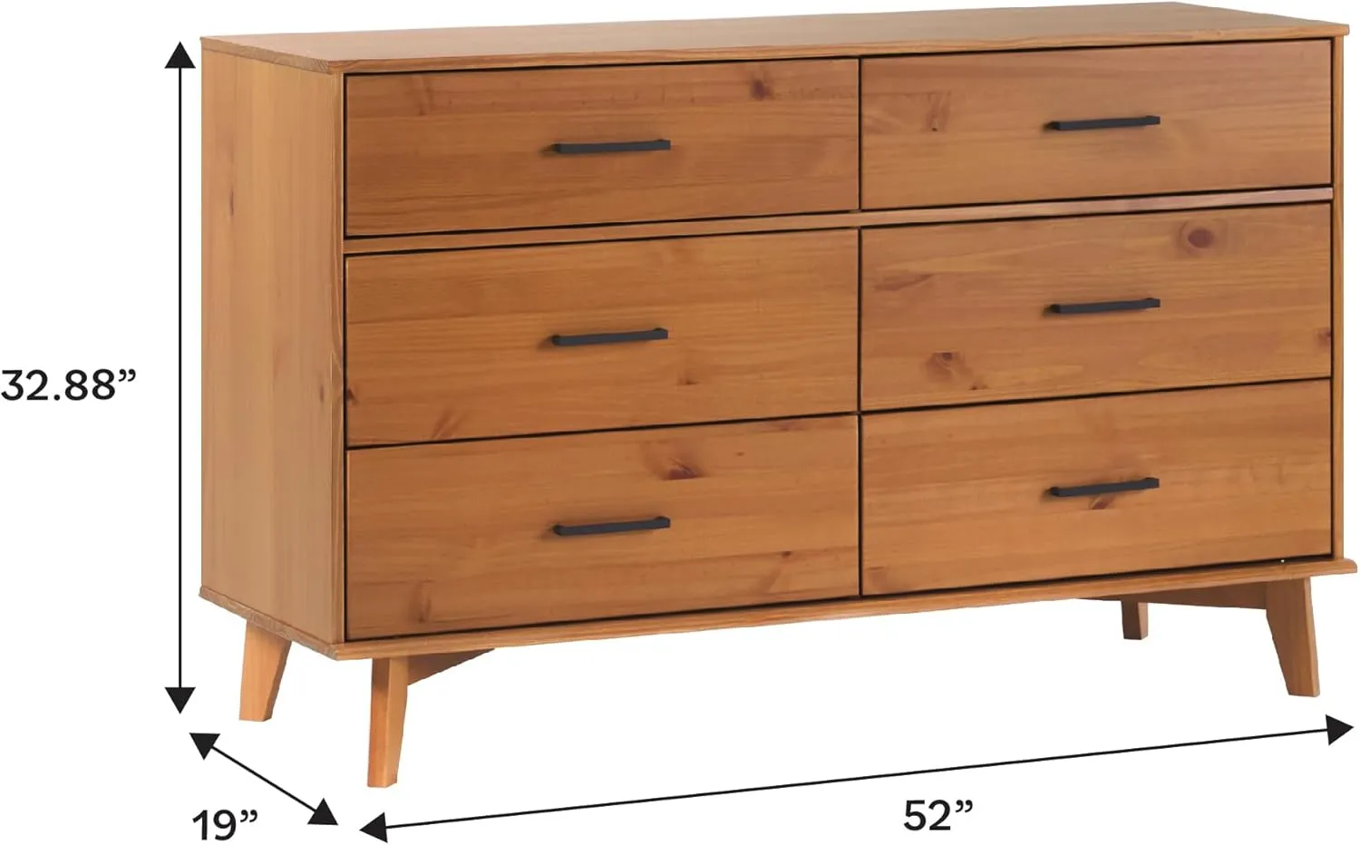 Walker Edison 6-Drawer Modern Solid Wood Dresser with Metal Handles