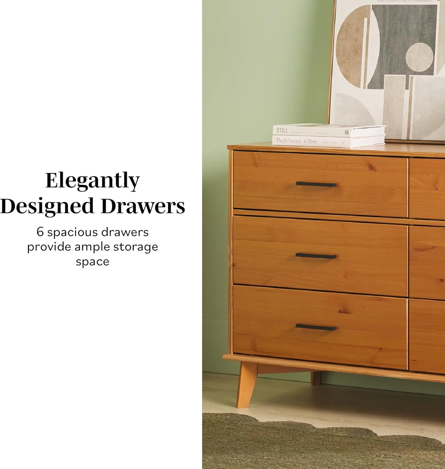 Walker Edison 6-Drawer Modern Solid Wood Dresser with Metal Handles
