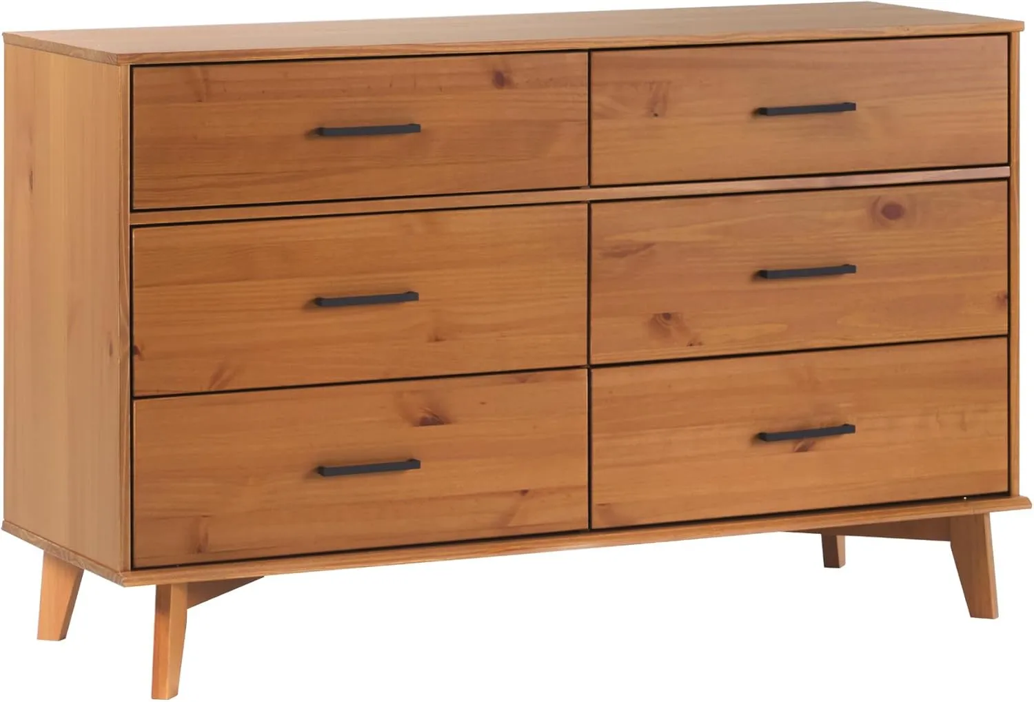Walker Edison 6-Drawer Modern Solid Wood Dresser with Metal Handles