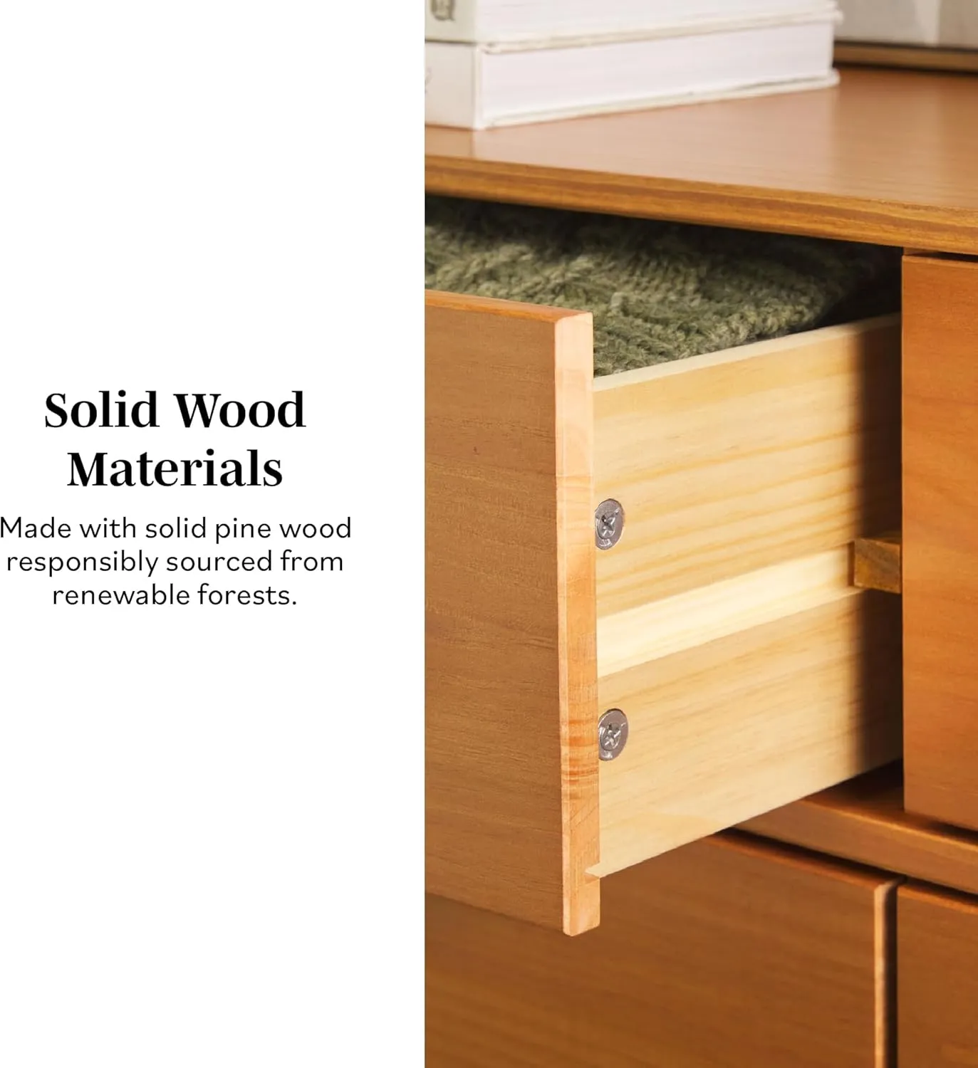 Walker Edison 6-Drawer Modern Solid Wood Dresser with Metal Handles