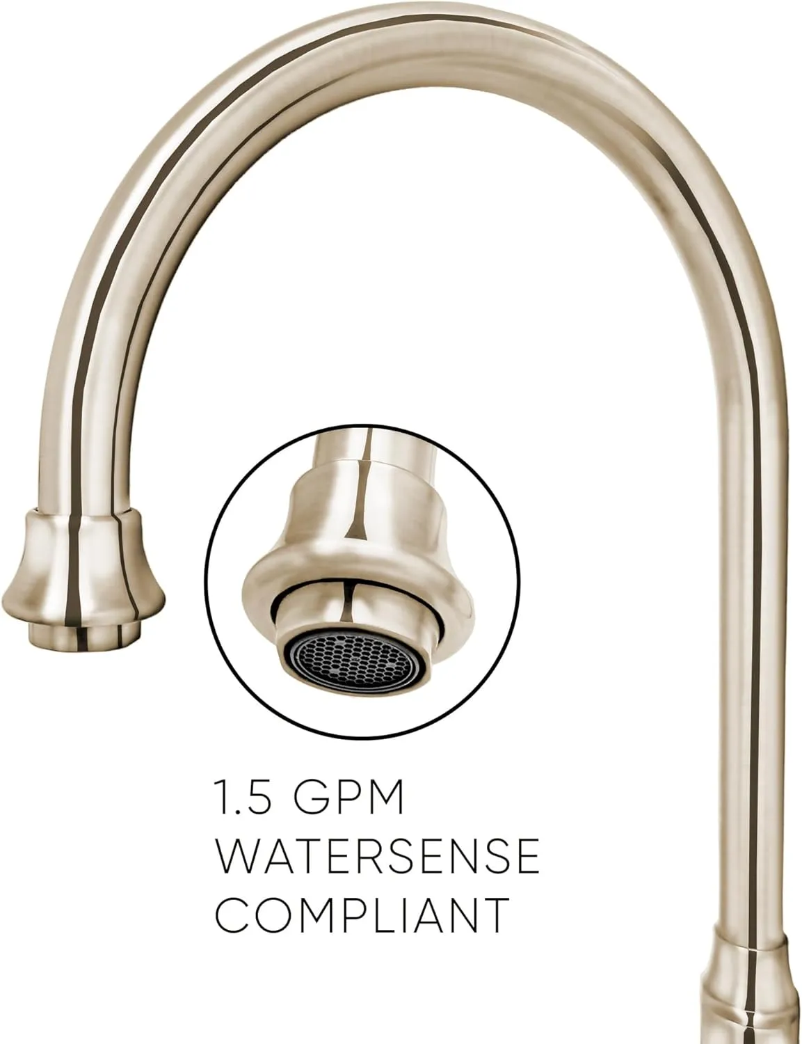 Wall Mount Faucet with a Long Gooseneck Swivel Spout, Lever Handles and Solid Brass Side Spray