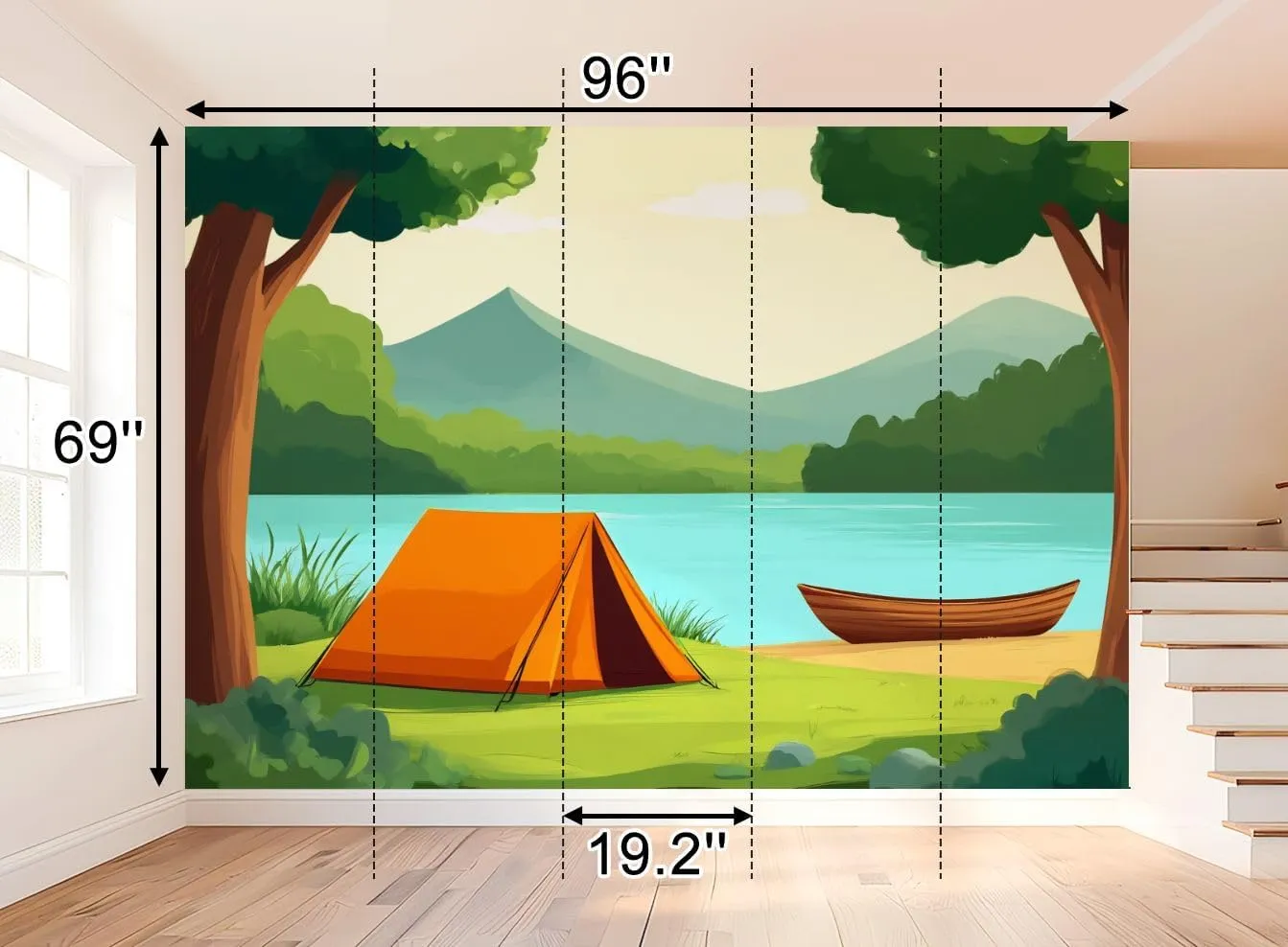 Wall Mural Wallpaper Scene Camping Ground deep Forest Peel and Stick Wallpaper Self Adhesive Sticker Wrap Removable Vinyl Film Roll Paper Bedroom Decor