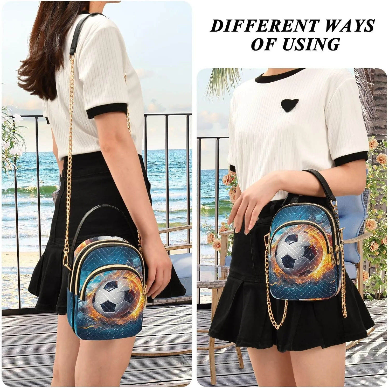 Walls Hand Painted Women's Crossbody Bag, Triple Compartment Crossbody Bag, Crossbody Purses for Women Travel