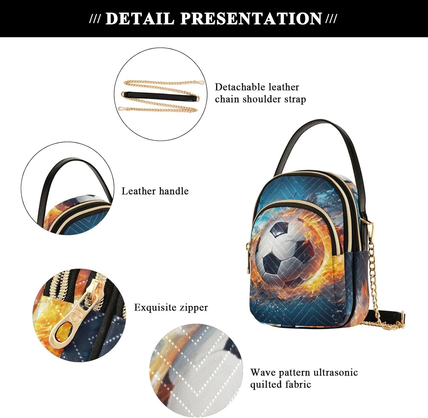 Walls Hand Painted Women's Crossbody Bag, Triple Compartment Crossbody Bag, Crossbody Purses for Women Travel