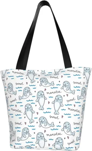 Walrus Animal Ocean Pattern Large Capacity Reusable Shoulder Bag Tote Bag For Women For Travel Beach Work Shopping