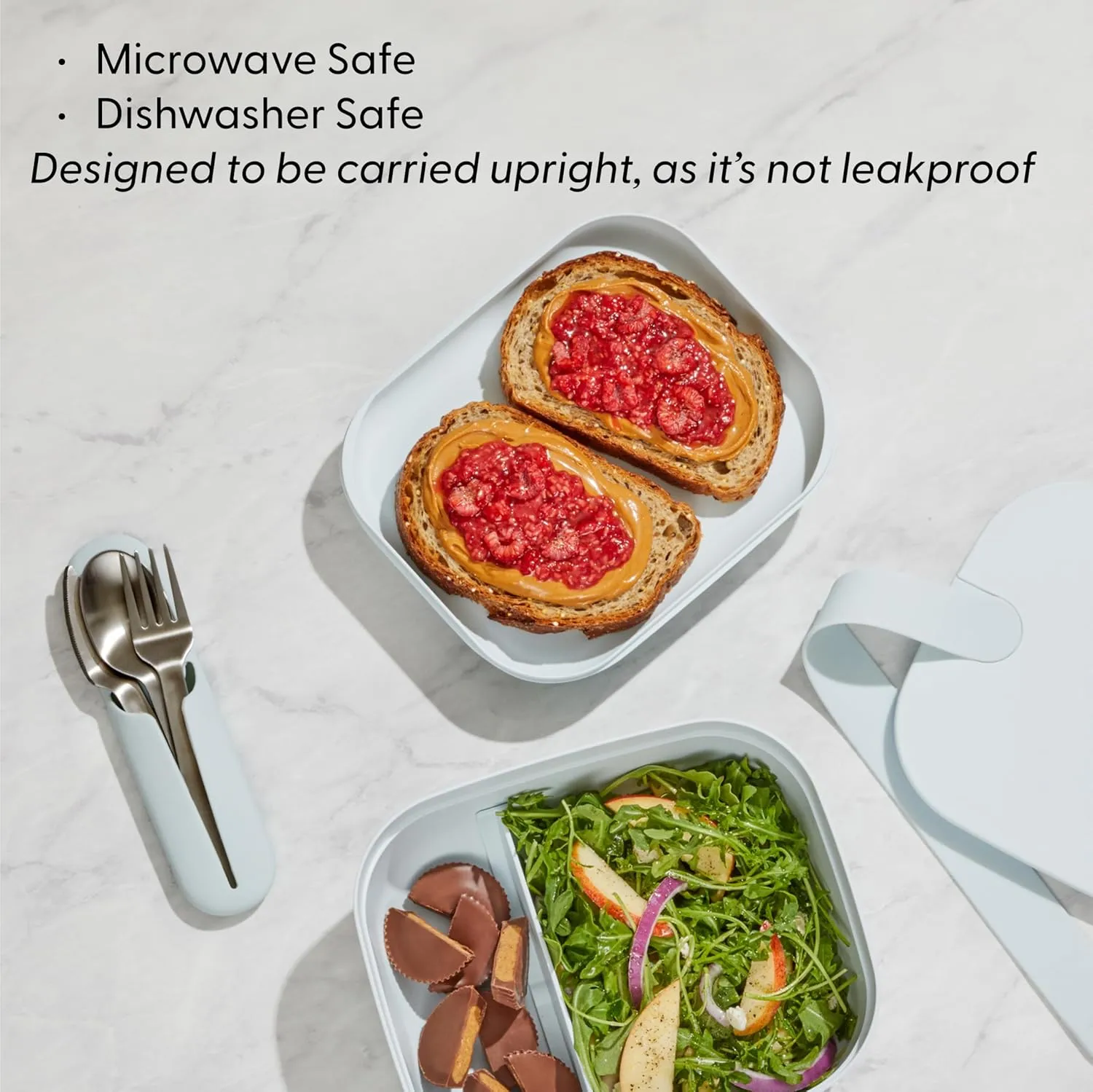 W&P Porter Bento Lunch Box, 3 Compartment Bento Box Portable Adult Lunch Box with Snap Strap- Food Container, BPA Free, Dishwasher and Microwave Safe, Charcoal, Medium
