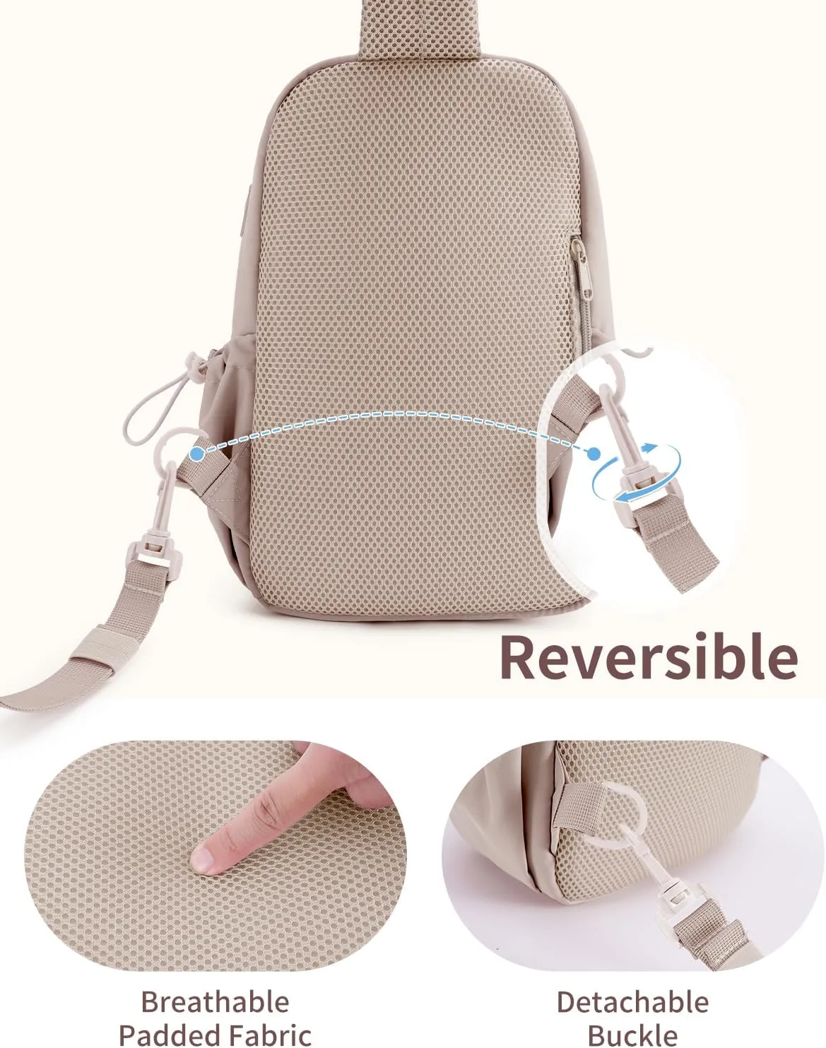 Wandering Nature Featherweight Sling Backpack Crossbody Bag for Women Fits for 11" iPad with Convertible Padded Strap, Multiple Pockets, Ideal for College, Work Commute, Travel, Everyday Errands