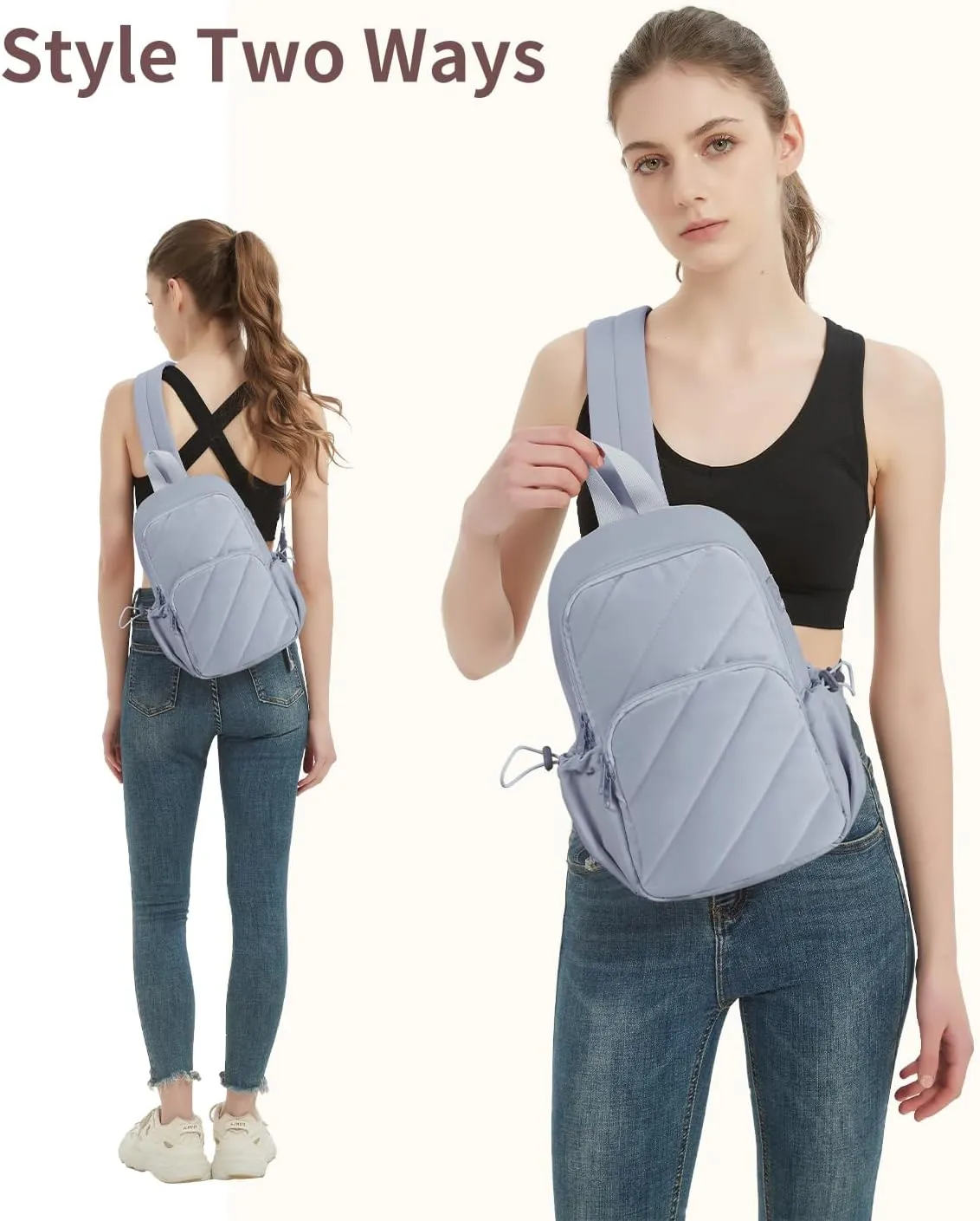 Wandering Nature Featherweight Sling Backpack Crossbody Bag for Women Fits for 11" iPad with Convertible Padded Strap, Multiple Pockets, Ideal for College, Work Commute, Travel, Everyday Errands