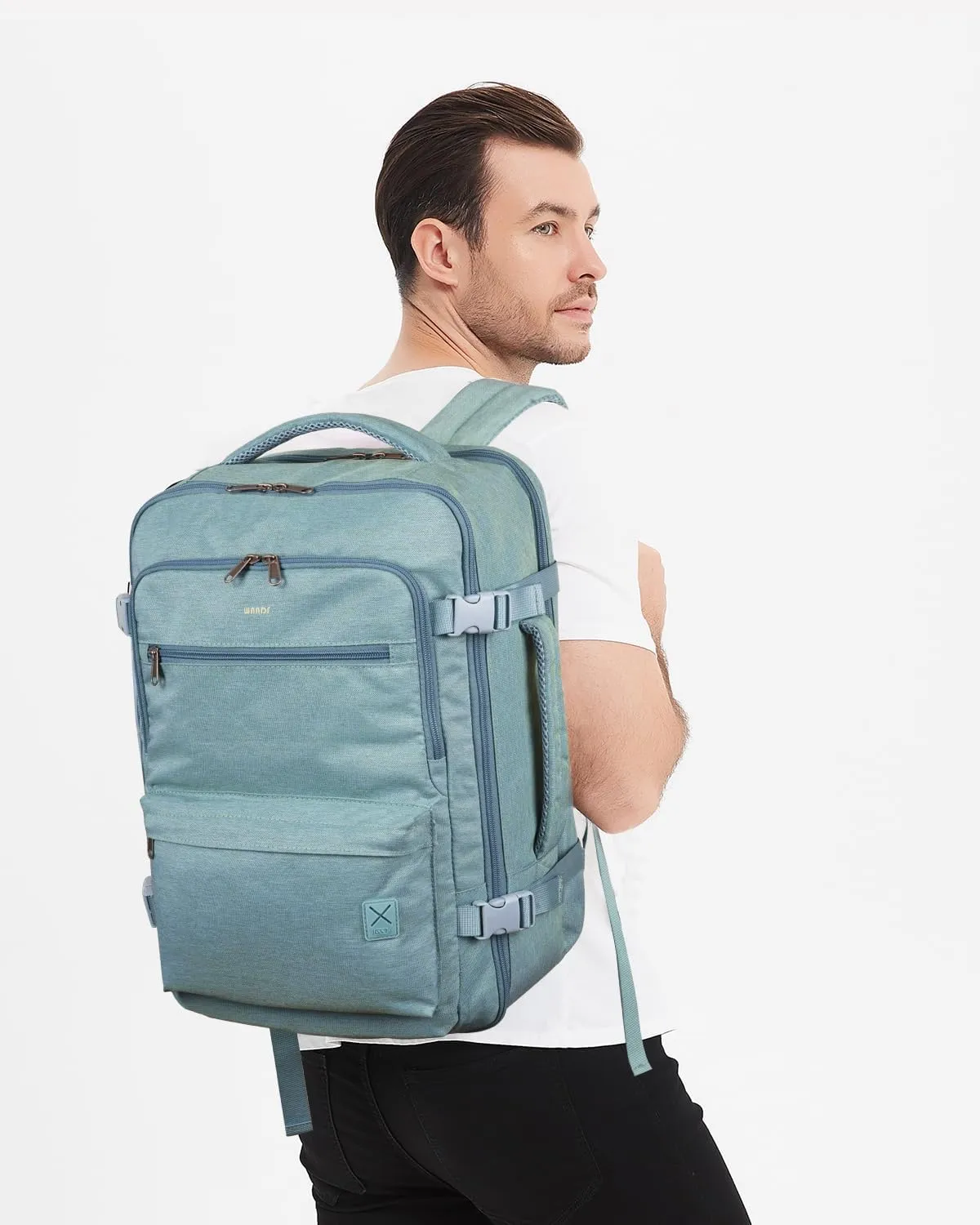 WANDF Travel Backpack For Spirit Airlines Personal Item Bag 18x14x8 with Wet Pocket, 17 Inch Laptop Backpack for Men Women (Turquoise)