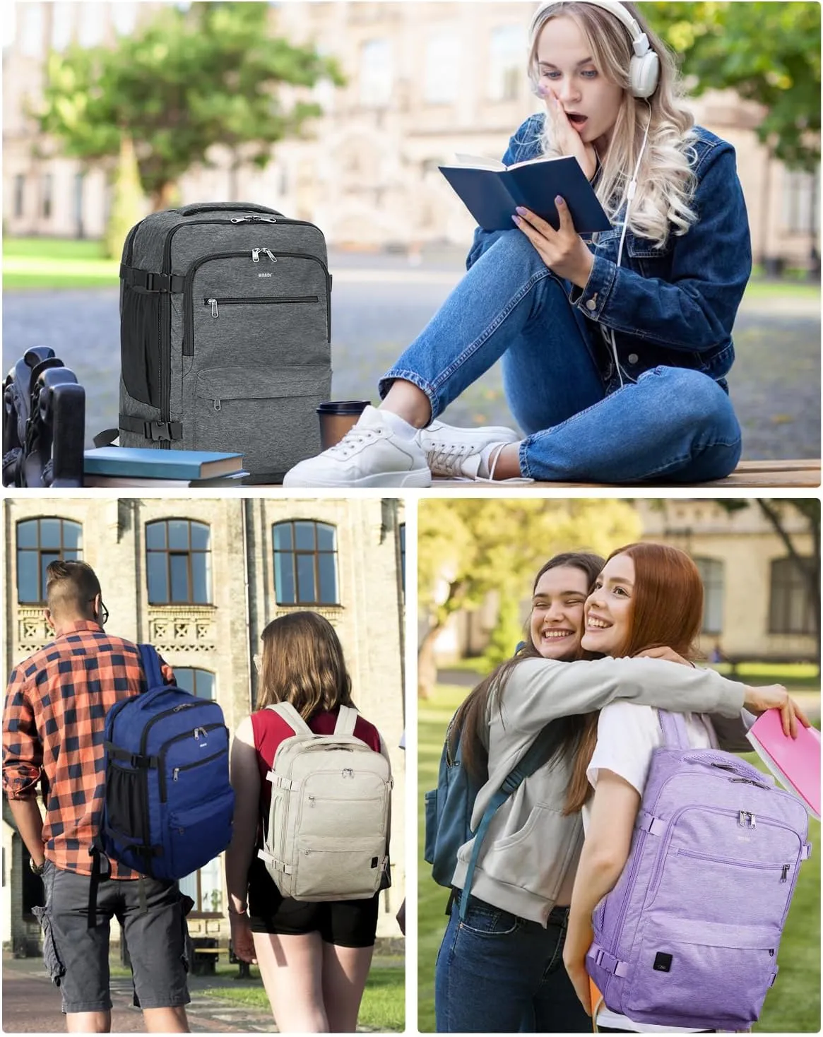 WANDF Travel Backpack For Spirit Airlines Personal Item Bag 18x14x8 with Wet Pocket, 17 Inch Laptop Backpack for Men Women（Navy Blue）