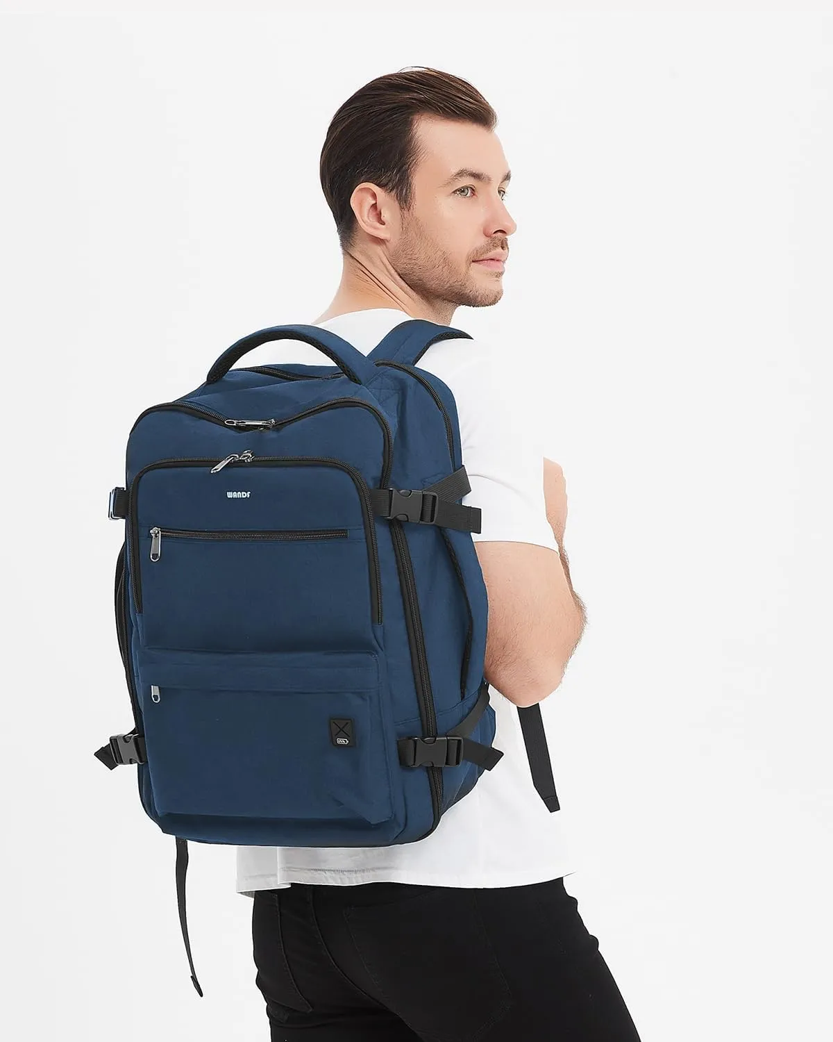 WANDF Travel Backpack For Spirit Airlines Personal Item Bag 18x14x8 with Wet Pocket, 17 Inch Laptop Backpack for Men Women（Navy Blue）