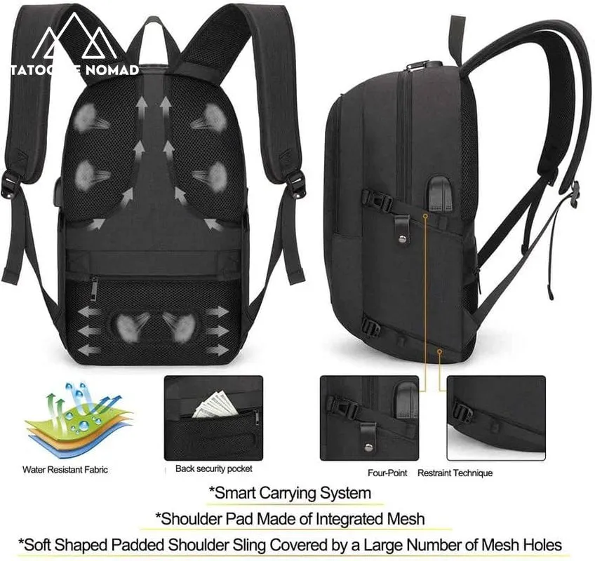Water-Resistant Anti-Theft Laptop Backpack with USB Port