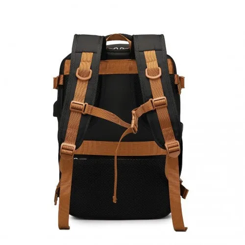 Water Resistant Functional Backpack with Shoe Compartment & USB Charging Port - Black