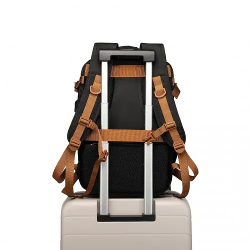 Water Resistant Functional Backpack with Shoe Compartment & USB Charging Port - Black