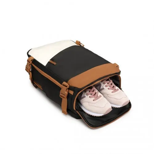 Water Resistant Functional Backpack with Shoe Compartment & USB Charging Port - Black