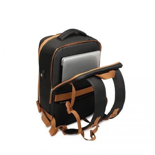 Water Resistant Functional Backpack with Shoe Compartment & USB Charging Port - Black