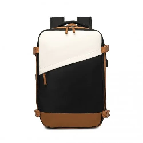 Water Resistant Functional Backpack with Shoe Compartment & USB Charging Port - Black