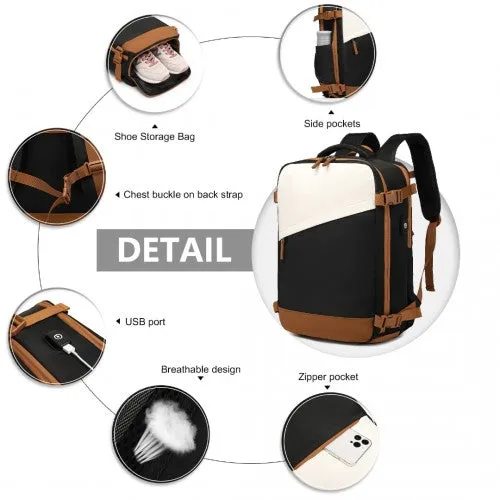 Water Resistant Functional Backpack with Shoe Compartment & USB Charging Port - Black