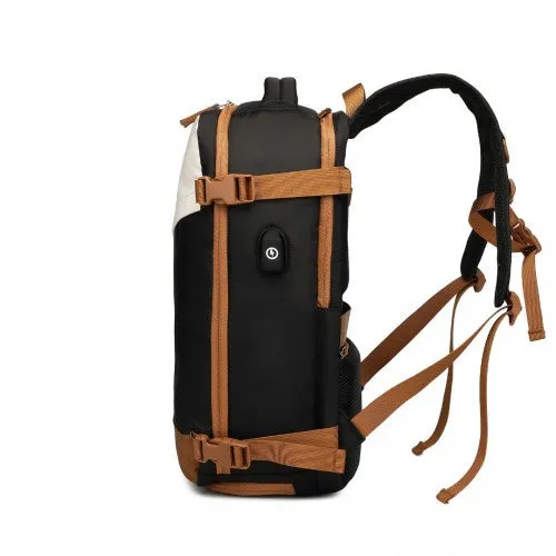 Water Resistant Functional Backpack with Shoe Compartment & USB Charging Port - Black