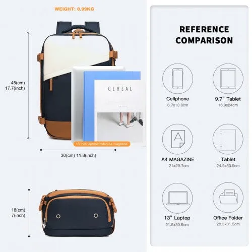 Water Resistant Functional Backpack with Shoe Compartment & USB Charging Port - Navy