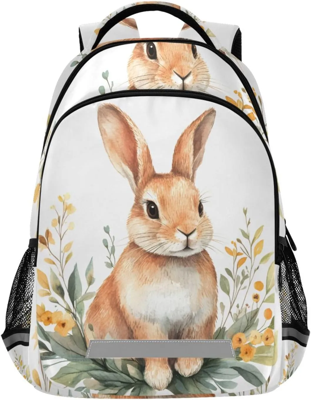 Watercolor Bunny Foliage Leaves Backpack 3rd 4th 5th Grade School Bookbag Travel Laptop Daypack Bag for Boys Girls