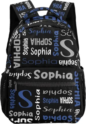 Waterproof Personalized Bookbag Custom Backpack with Name for Elementary Girls Boys, Unique Customized School Book Bag, Customize Back Pack Gift for Kids, 1 Pack