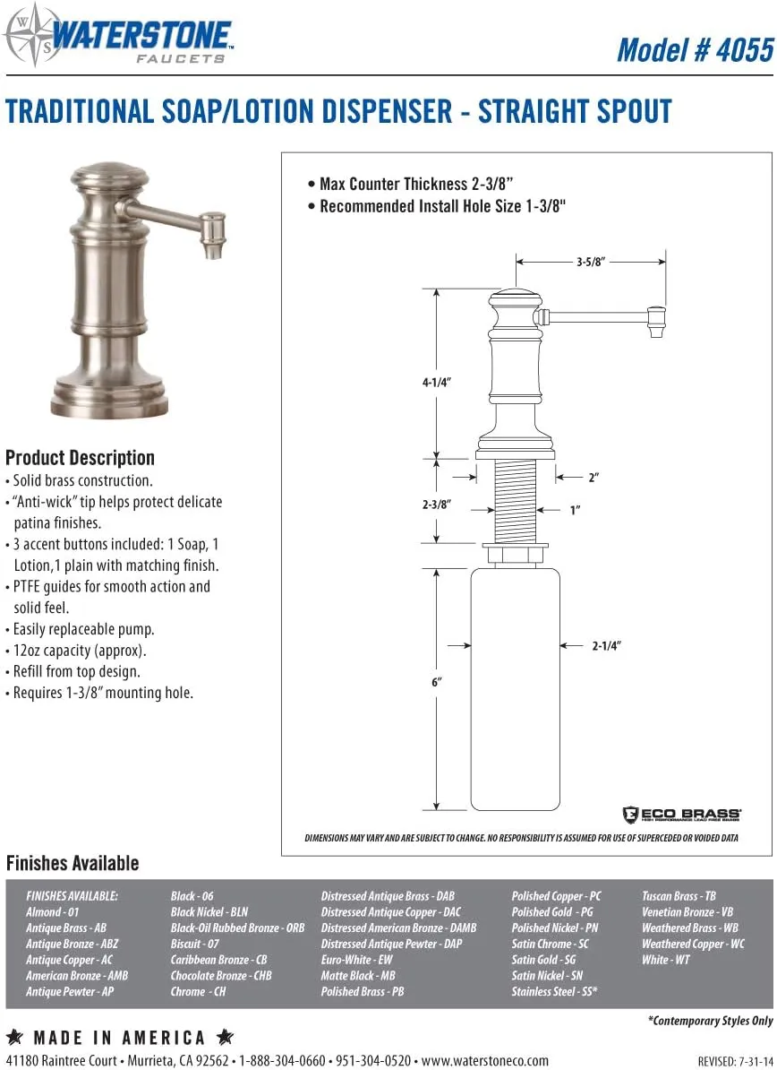 Waterstone 6100-18-4-CD-MB Bridge Faucet w/18" Articulated Spout Lever Handles 4pc. Suite Chardonnay & Matte Black