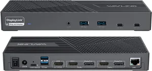 WAVLINK DisplayLink Docking Station Triple Monitor 4K@60Hz for 3 Monitors, 100W Charging for Thunderbolt 4/3, USB C M1 M2 M3 M4 Mac/Windows/Chrome - 3 HDMI, 2 DP, 6 USB Ports, 160W Power, LAN, Audio