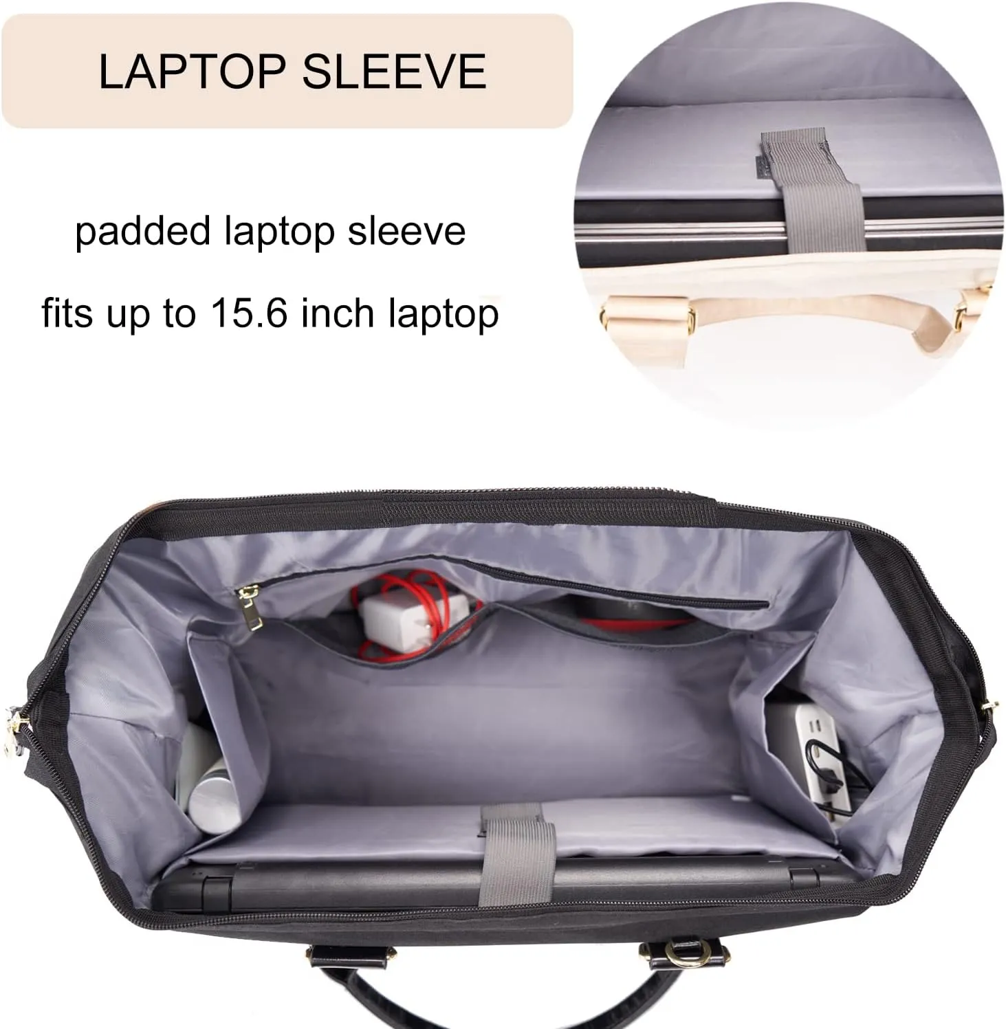 Weekender Bag with Shoe Compartment Travel Tote Overnight Bag, Black Personal Item - 17 Inch