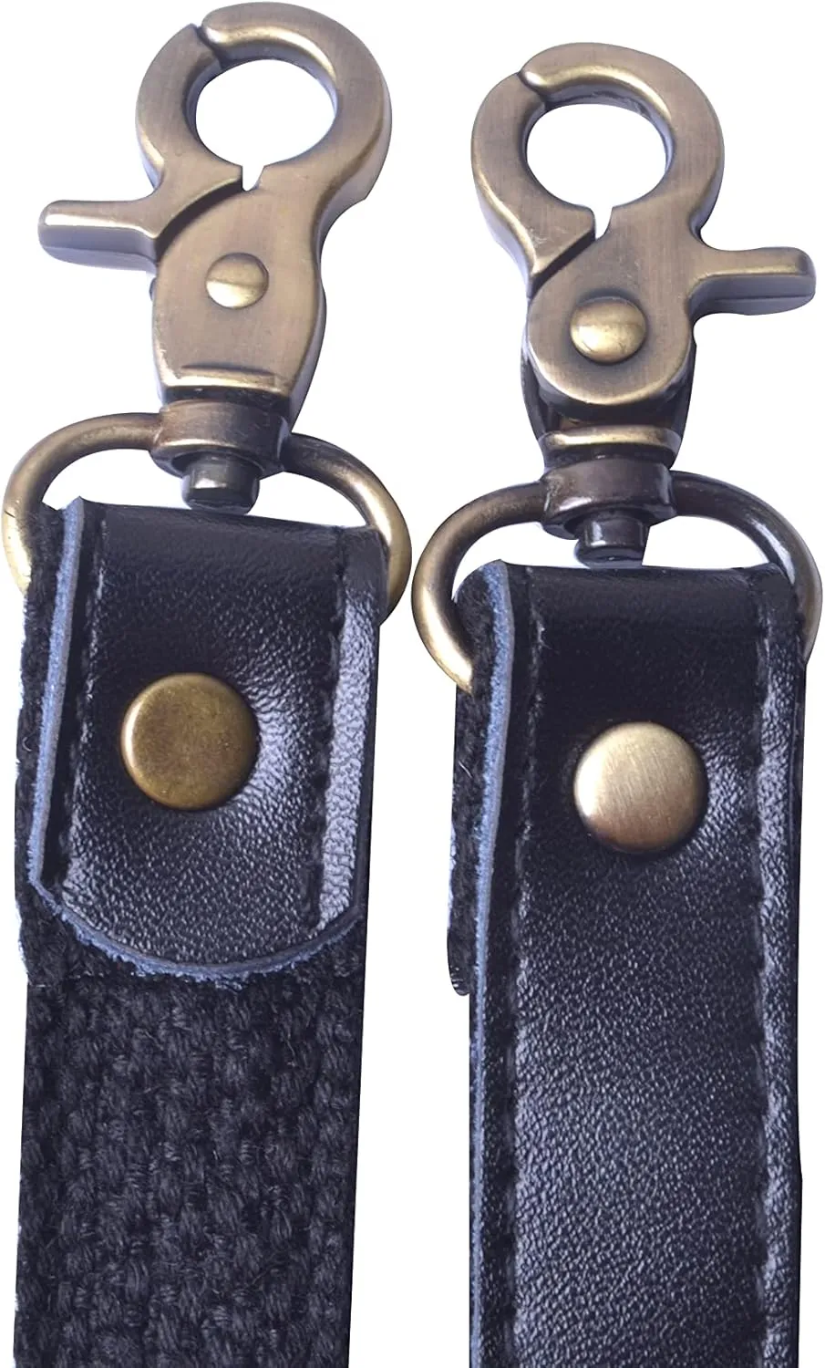 Wento Pair 24'' Genuine Leather Purses Straps,Lobster Hook Inner Size 0.3'',Real Leather Sewing Canvas Backing Bag Handles,Replacement Purse Straps,Handbag Bag Wallet Straps WT0301 (Black)…