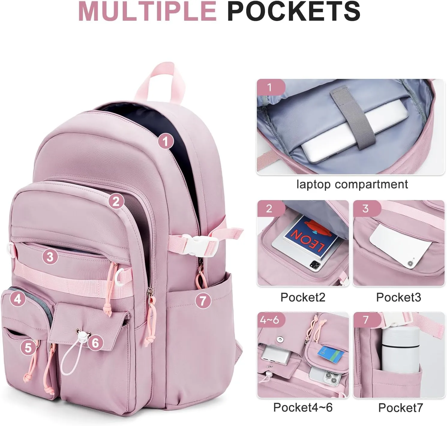 weradar Aesthetic College Backpack Women,Students Casual Travel Daypacks,High School Bookbags For Teen Girls,Cute School Backpack With Lots of Pockets(purple)