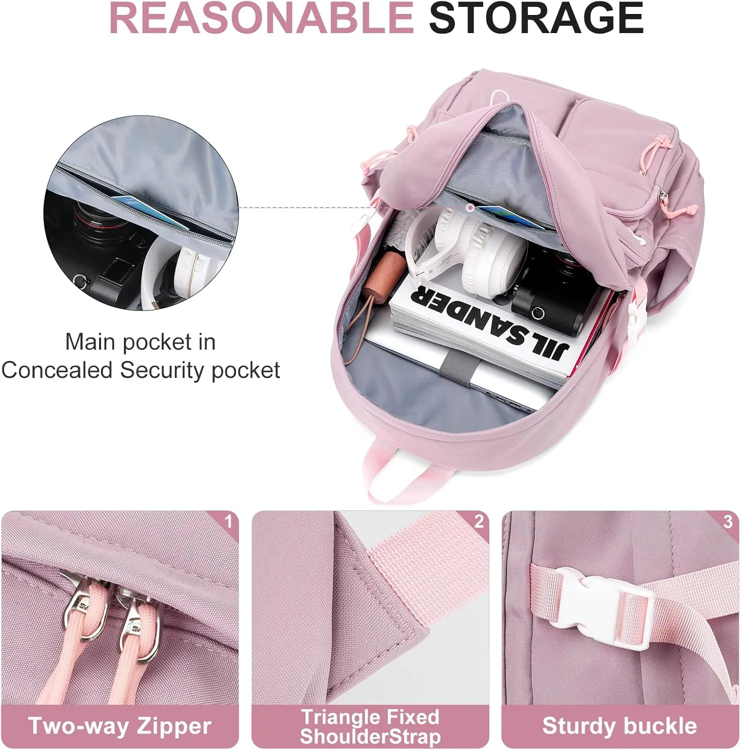 weradar Aesthetic College Backpack Women,Students Casual Travel Daypacks,High School Bookbags For Teen Girls,Cute School Backpack With Lots of Pockets(purple)